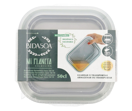 Кутия за обяд Bidasoa Miplaneta 0,5 L Метал Зелен (Pack 6x)