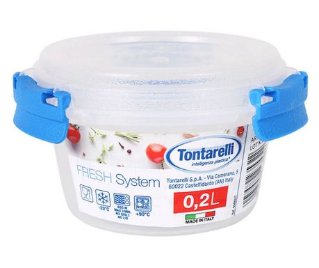 Кутия за обяд Tontarelli Fresh system, Кръгъл, Прозрачен, Пластмаса, 0,2 L, Ø 10 x 5,6 cm