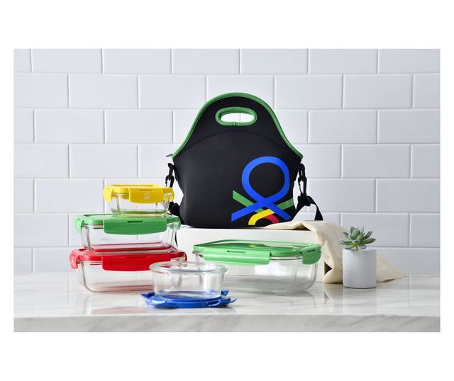 Херметическа Кутия за Обяд Benetton, Червен, Пластмаса, 340 ml, Боросиликатно Стъкло