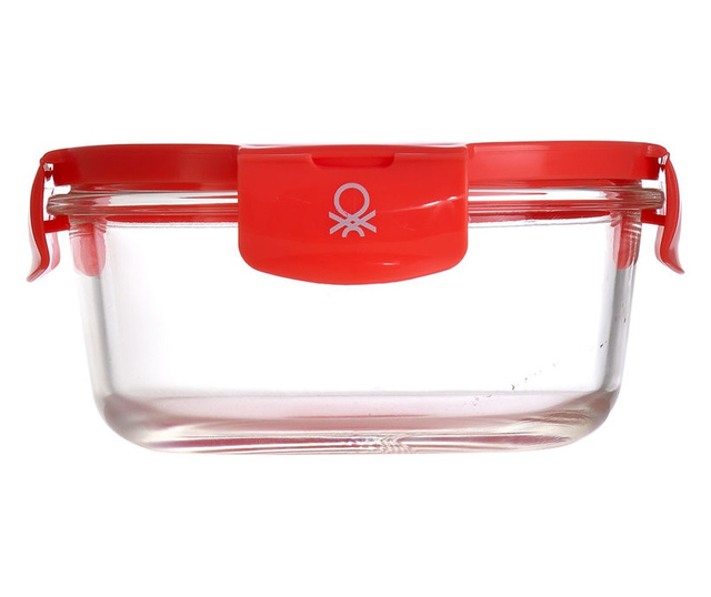 Херметическа Кутия за Обяд Benetton, Червен, Пластмаса, Боросиликатно Стъкло, 410 ml