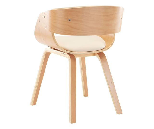 Jedilni stoli, komplet 4, kremni, upognjen les in umetno usnje