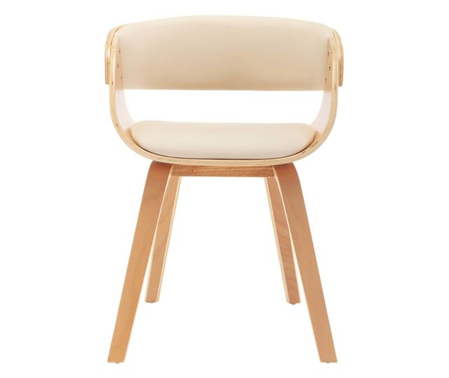 Jedilni stoli, komplet 4, kremni, upognjen les in umetno usnje