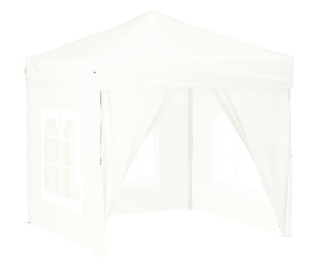 Zložljiv vrtni šotor s stranicami bel 2x2 m
