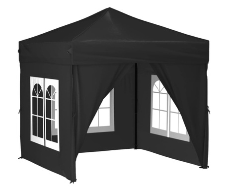 Sklopivi šator za zabave s bočnim zidovima 2 x 2 m crni