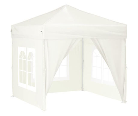 Сгъваема парти палатка със странични стени, кремава, 2x2 м