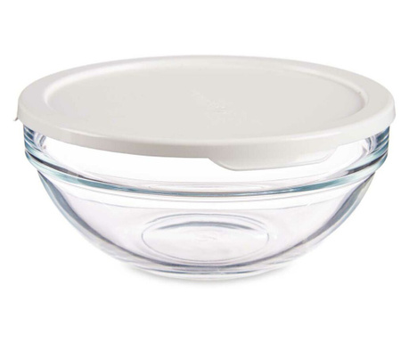 Кръгла Кутия за Обяд с Капак Chefs Бял Пластмаса Cтъкло (595 ml) (14 x 6,3 x 14 cm)