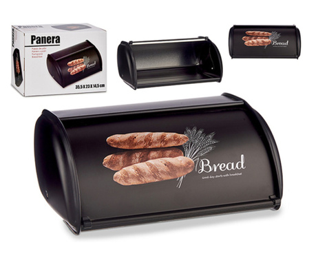 Кутия за Хляб Bread Черен Метал (23 x 14,5 x 35,5 cm)
