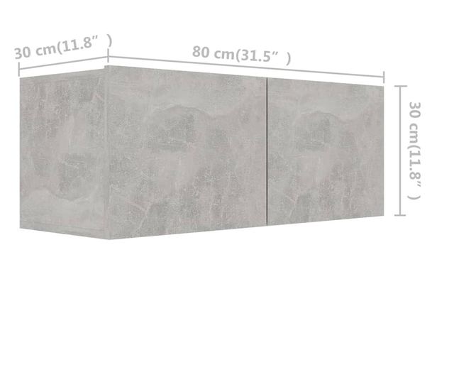 Set TV komoda, 3 kom., siva beton, PAL