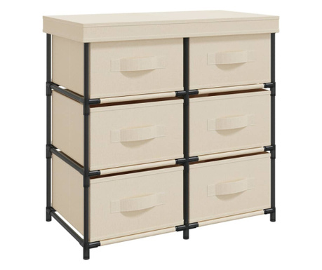 Шкаф за съхранение с 6 чекмеджета, 55x29x55 см, кремав, стомана