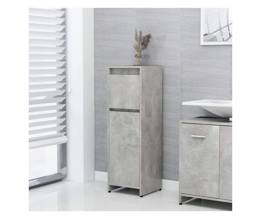Kupaonski ormarić boja betona 30x30x95 cm od konstruiranog drva - 5