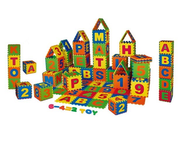 Covor puzzle EVA educativ cu literele alfabetului si cifre, 36 placi, Impermeabil, Antiderapant, Non-Toxic, Usor de Curatat, Dim