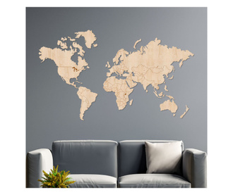 Zidna karta svijeta 150x90cm, prazna, svijetlo drvo