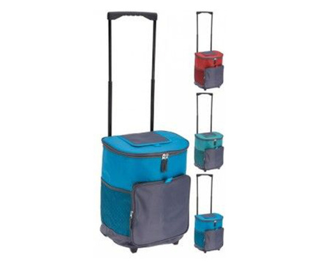 Хладилна чанта тип количка за къмпинг, вместимост 28 литра, многоцветна