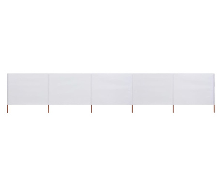 5-panelni vetrobran tkanina 600x80 cm peščeno bel