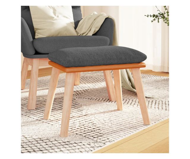 Табуретка, тъмносива, 45x29,5x39 см, текстил и изкуствена кожа