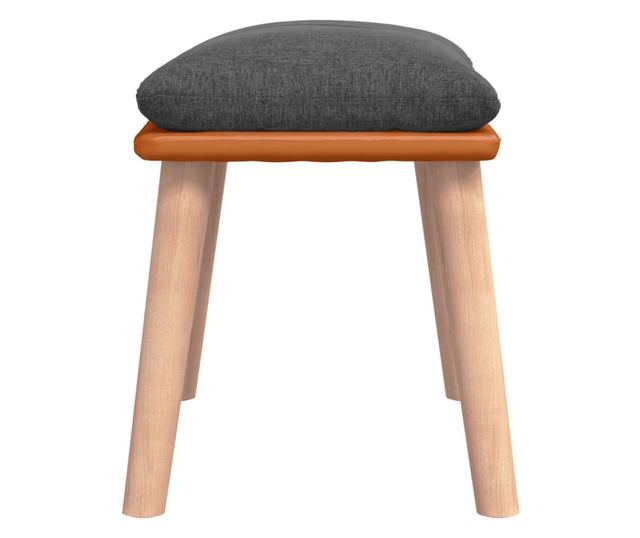 Табуретка, тъмносива, 45x29,5x39 см, текстил и изкуствена кожа