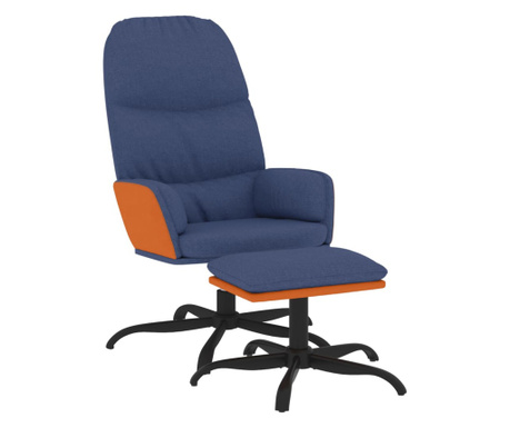 Stolica za opuštanje sa stolcem plava od tkanine