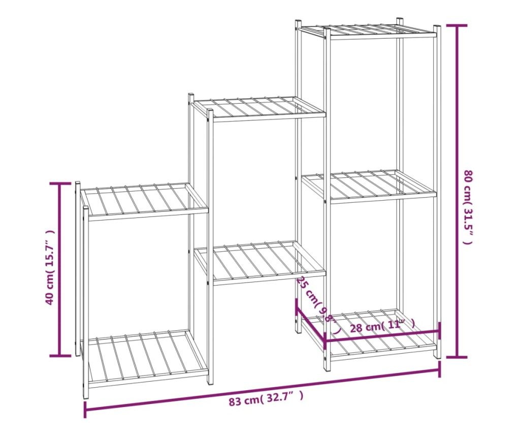Stalak za cvijeće 83 x 25 x 80 cm crni željezni - 8