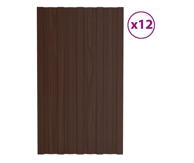 Krovni paneli 12 kom od pocinčanog čelika smeđi 80 x 45 cm