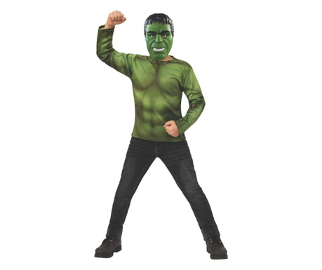 Kit costum Hulk Avengers Endgame, bluza si masca pentru copii 8-10 ani 130 - 140 cm