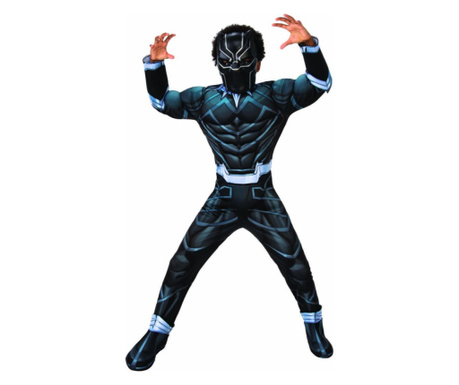 Costum cu muschi Black Panther - Avengers pentru baiat 8-10 ani 130 - 145 cm