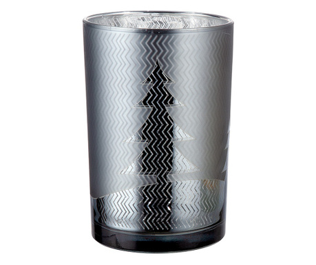 Suport lumanari pahar de sticla, argintiu, 18 cm