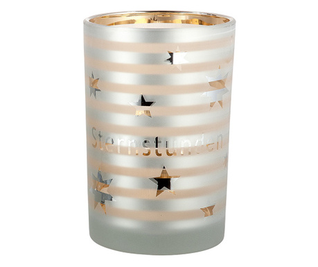 Suport lumanari pahar de sticla, auriu, 18 cm