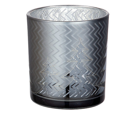 Suport lumanari pahar de sticla, argintiu, 8 cm