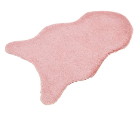 Covoras blana sintetica imitatie iepure roz prafuit 80 cm