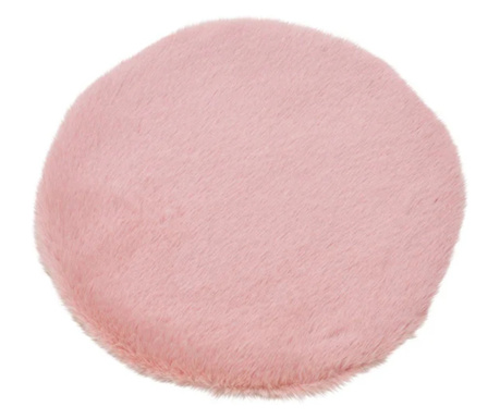Covoras rotund blana sintetica imitatie iepure roz prafuit 34 cm