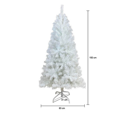 Umelý vianočný stromček biely, v rôznych veľkostiach, 150 cm