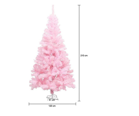 Umelý vianočný stromček ružový, v rôznych veľkostiach, 210 cm