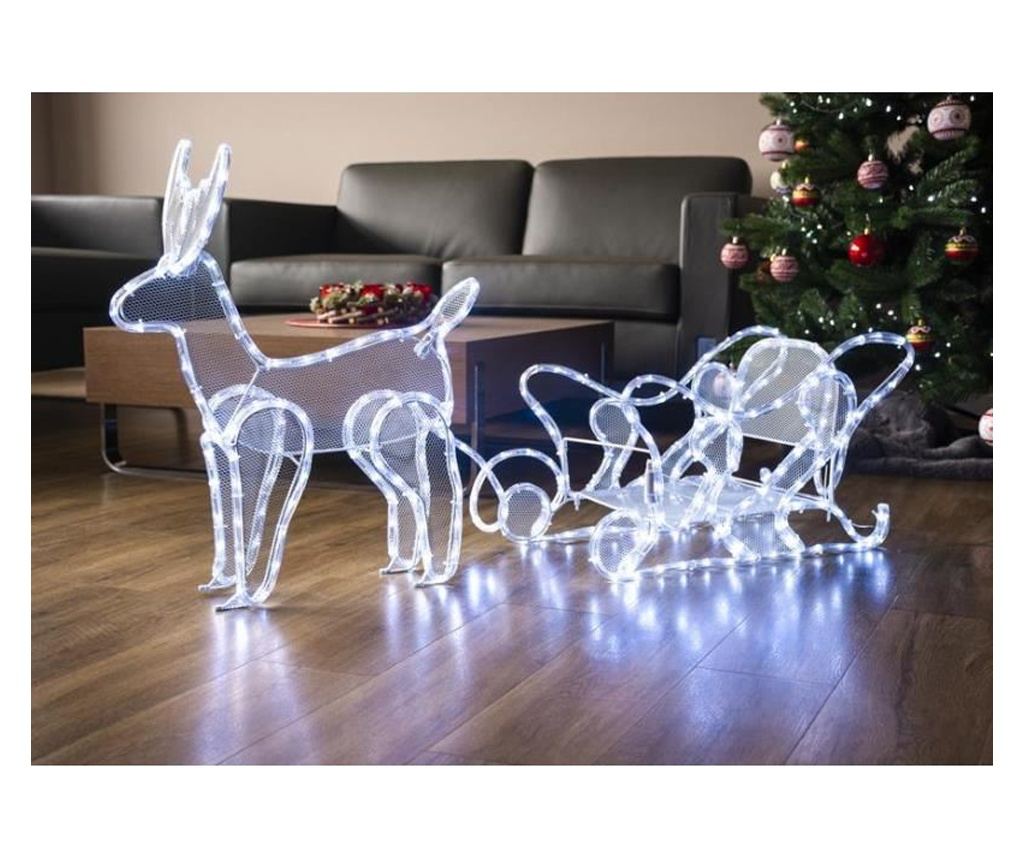 Karácsonyi dekoráció, rénszarvas szán, 312 LED, 230V, 59x132x30 cm - 2