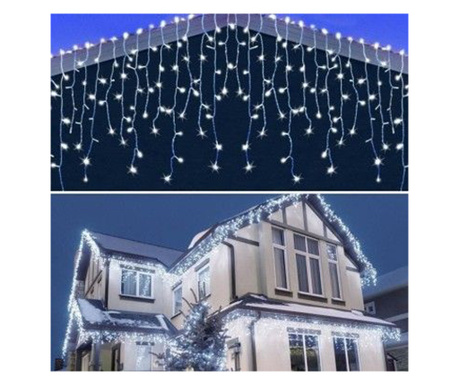 Karácsonyi installáció, kék összecsatolható rojtos függöny, 4 m x 0,7 m, 132 LED, 9010B