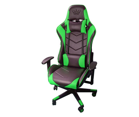 Scaun Gaming Arka Chairs B54 SportLine Negru/Verde piele perforata