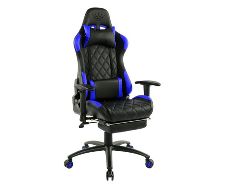 Scaun gaming Arka Chairs B56, albastru baza metal, cotiere 3D cu suport picioare
