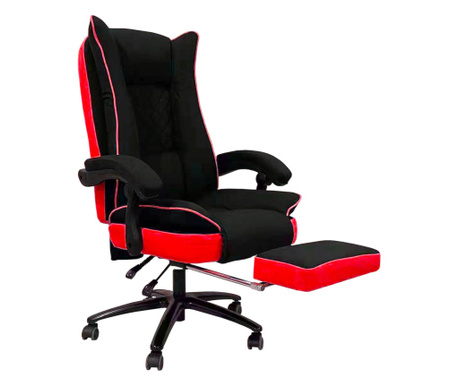 Scaun gaming rotativ Arka Chairs B67 Textil negru rosu cu suport picioare