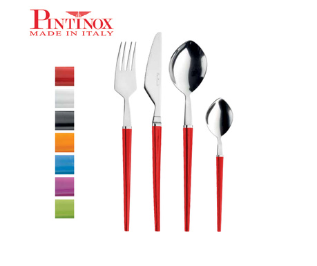 Комплект прибори за хранене Pinti Inox Target Red HoReCa, 24 части, ХоРеКа, Инокс
