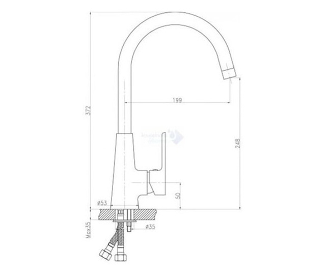 Кухненска мивка, EcoSink София, С включен смесител Novaservis Titania Smart, 48х43см, За вграждане, Полирана алпака, Хром