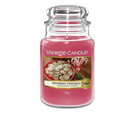 Ароматна свещ Yankee Candle Peppermint Pinwheel, Голям буркан, 623 г
