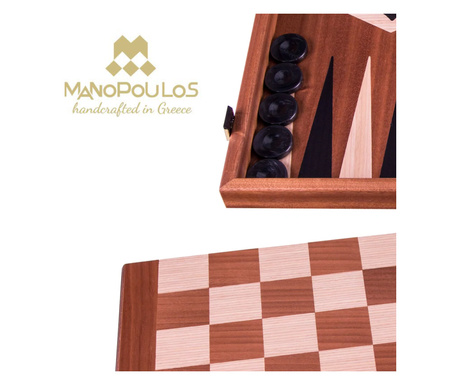 Табла и шах за игра Manopoulos, естествен фурнир махагон, 53x48 см