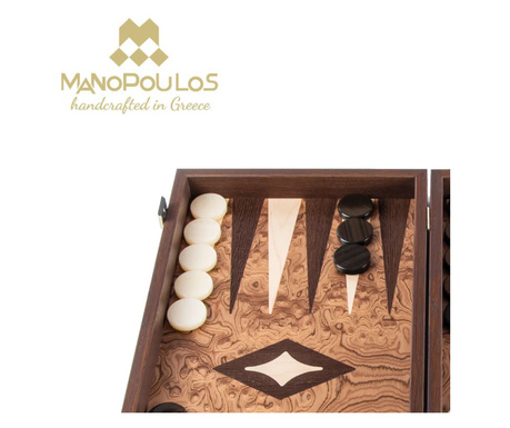 Премиум табла за игра Manopoulos, с естествен фурнир от орех, 53x48 см