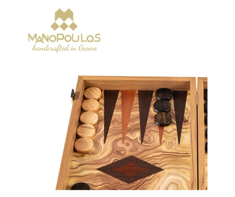 Премиум табла за игра Manopoulos, с естествен фурнир от маслиново дърво, 53x48 см
