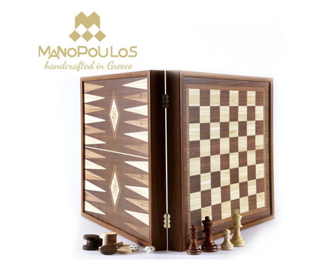 Шах и табла за игра Manopoulos, орех реплика, 27x27 см