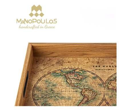 Табла за сервиране, Manopoulos, карта на света, 45x32 см