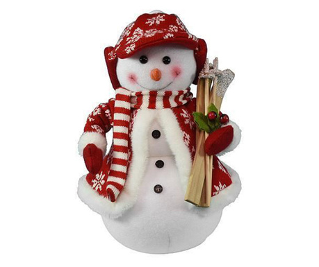 Karácsonyi dekoráció, hóember síléccel, 30 cm