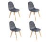 Scaune stil scandinav, catifea si PU, gri, set 4 buc, 43x54x81 cm, Colin
