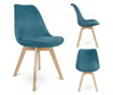 Skandináv stílusú szék, szövet, fa, tengerzöld, 49x55x82 cm