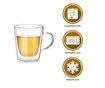 Set ceainic cu 2 cani, Quasar & Co., cu infuzor, capac si 2 cani cu pereti dubli, 550 ml/2 x 250 ml, transparent