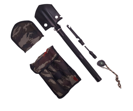 IdeallStore® többcélú lapát, Camper Society, 8 az 1-ben, rozsdamentes acél, 47 cm, fekete